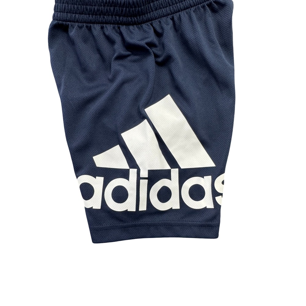 Adidas Boys Navy Blue Athletic Shorts Size 4 Mesh Logo Gym Activewear 0000588 - Picture 2 of 6